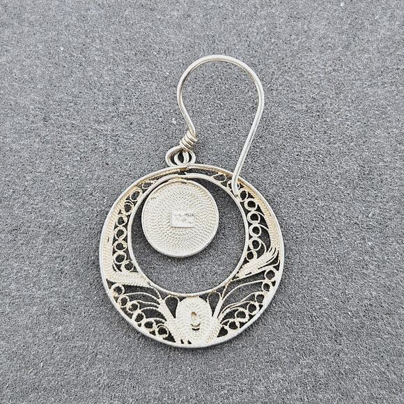 Vintage 925 Sterling Silver Drop Statement Earrings Delicate Filigree Regal - Picture 4 of 6